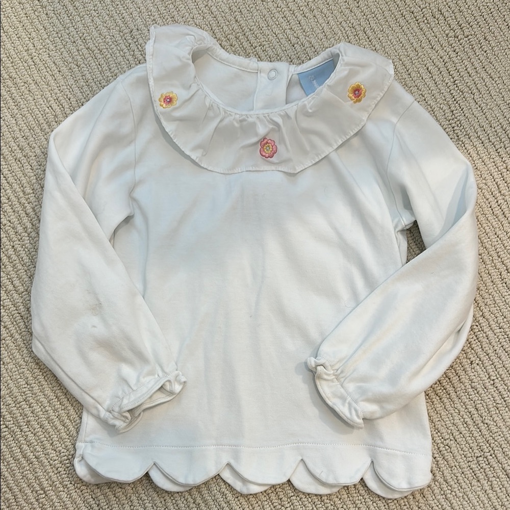 bella bliss White Long Sleeve Tee with Peter Pan Collar